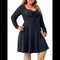 thumbnail image 2 of Vestido Casual de Mujer de Talla Grande con Cuello Cuadrado, Larga y Canalé. Gris Oscuro XXL, 2 of 9