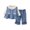 White, variant on Toddler Girls Long Sleeve Lace Collar Top and Denim Vest with Button Front and Bow Detail Plus Elastic Waist Denim Pants Set