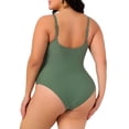 thumbnail image 4 of Agnes Orinda Women's Plus Size One Piece Swimsuit Knotted Front Cutout Swimwear Tummy Control High Waisted Summer Bathing Suit 1X Army Green, 4 of 6