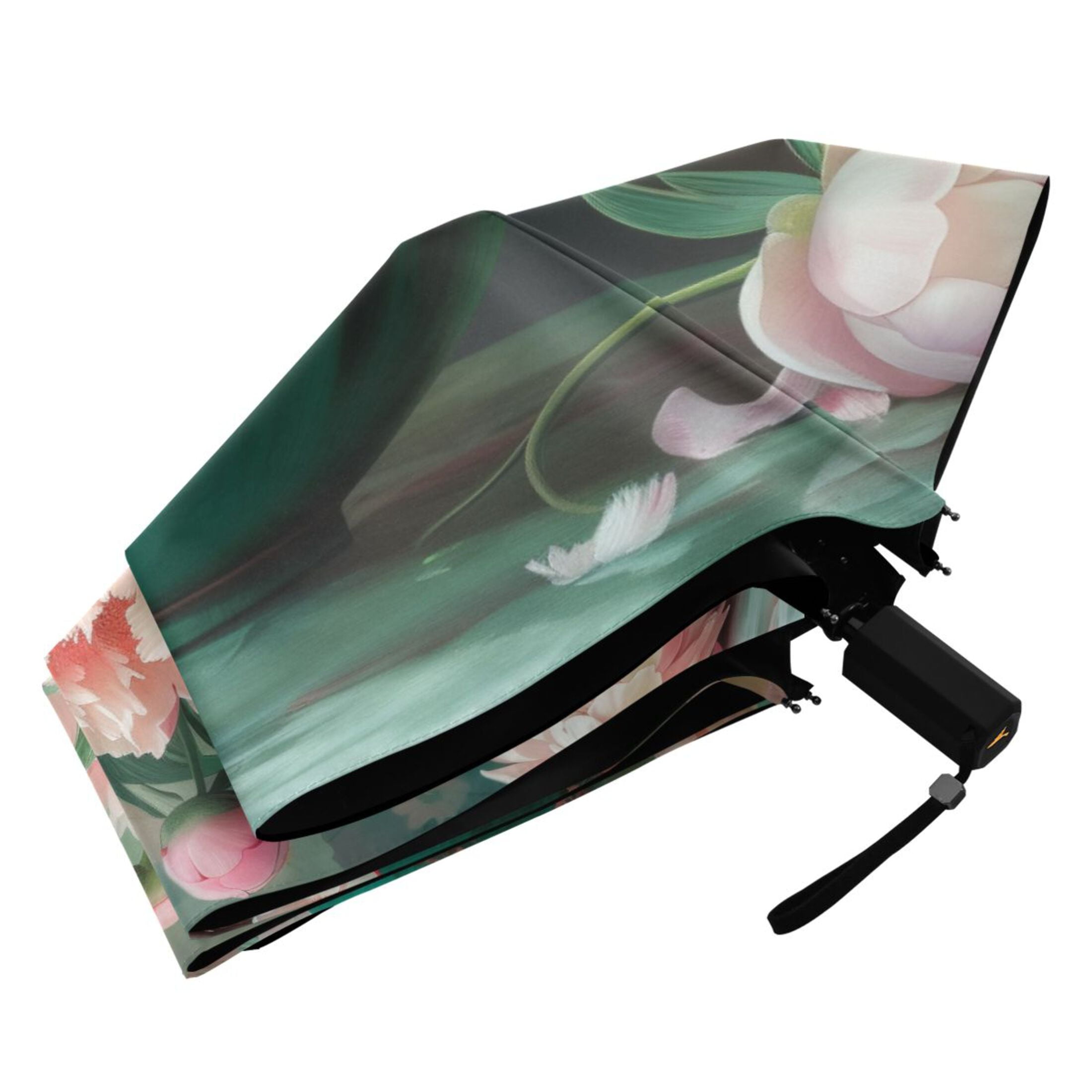 Compact Sun Umbrella Windproof Travel Umbrellas for Rain Strong Portable UV Protection Peonies Bouquet in Vases