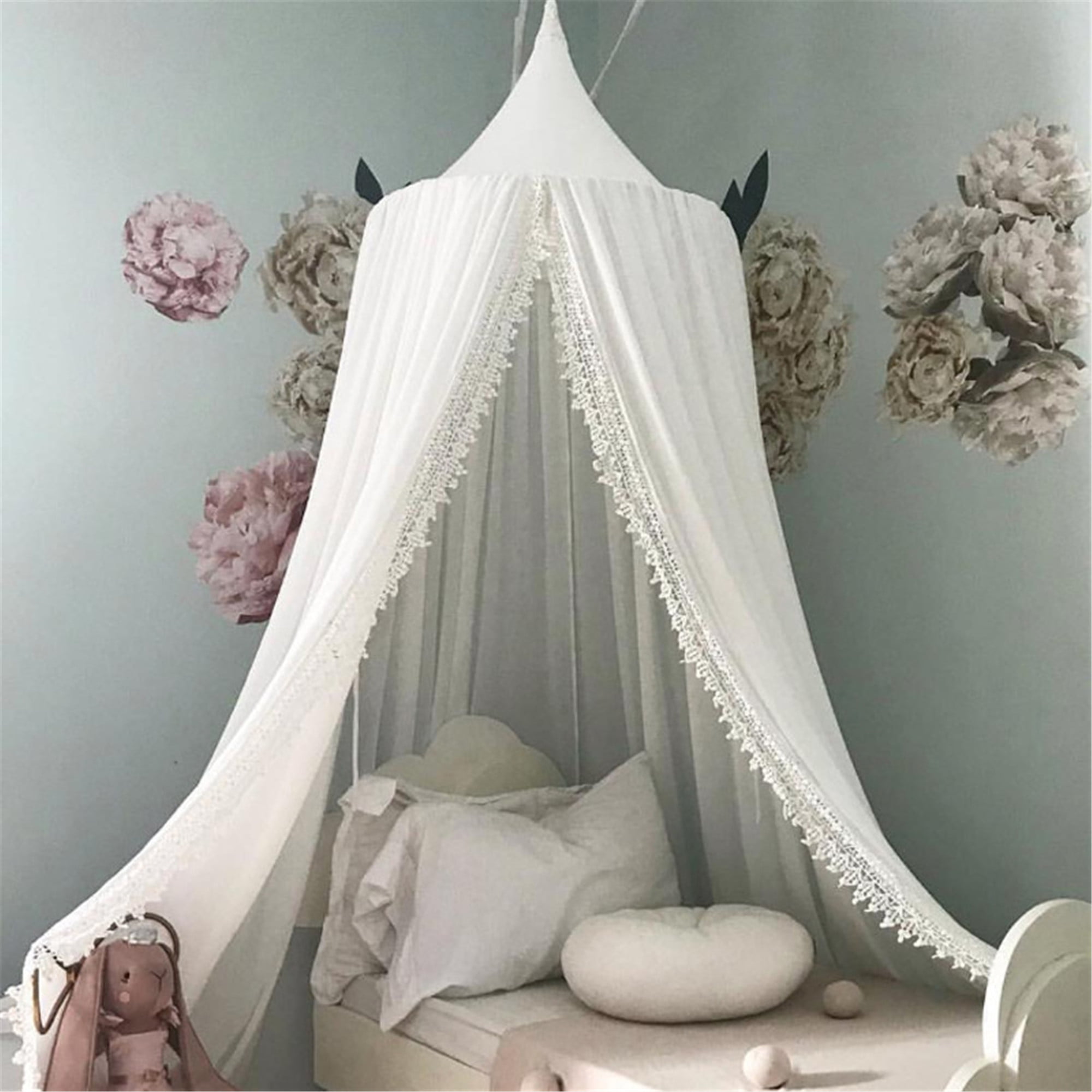 Gray Chiffon Kid's Bed Canopy Dome Mosquito Net Princess Beds Netting Drape 