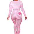 thumbnail image 2 of SUNSIOM Combinaison Décontractée Slim pour Femmes, Col Boutonné Manches Longues Justaucorps Rayé, 2 of 6