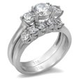 thumbnail image 1 of Alamode TK098-6 Women High Polished Stainless Steel Ring with AAA Grade CZ in Clear - Size 6, 1 of 1