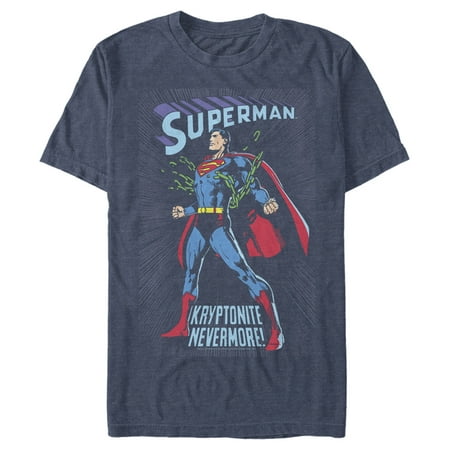 Men's Superman Kryptonite Nevermore Cover Graphic Tee Navy Blue Heather 3X Large