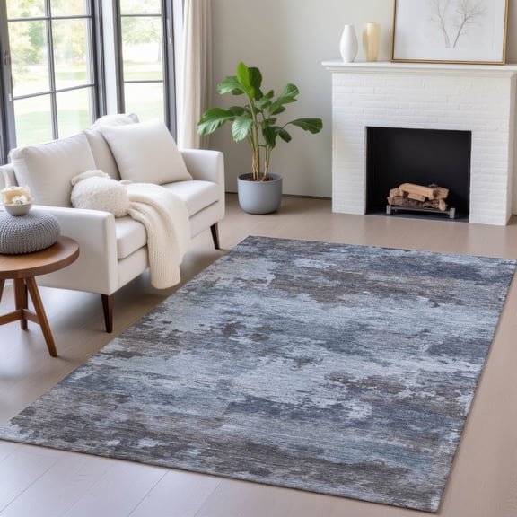 Addison Rugs Chantille Indoor/Outdoor Transitional Abstract Blue Machine Washable Rectangle Rug, 10' x 14'