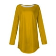 thumbnail image 5 of Black and Friday Deals,Polyester Cotton Tunic Tops for Women Fashion Casual Plain Crew Neck Long Sleeve T Shirts Curved Hem Basic Tees (L, Yellow), 5 of 5