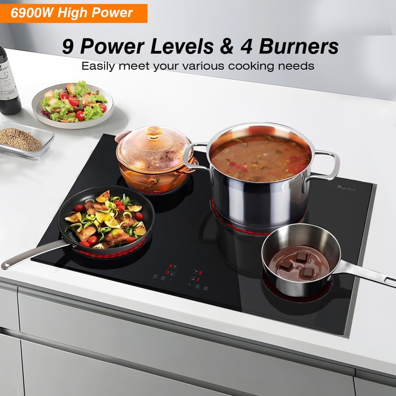 30 in. 4-Elements Ceramic Electric Cooktop in Black with Residual Heat Reminder and Automatic Shutdown