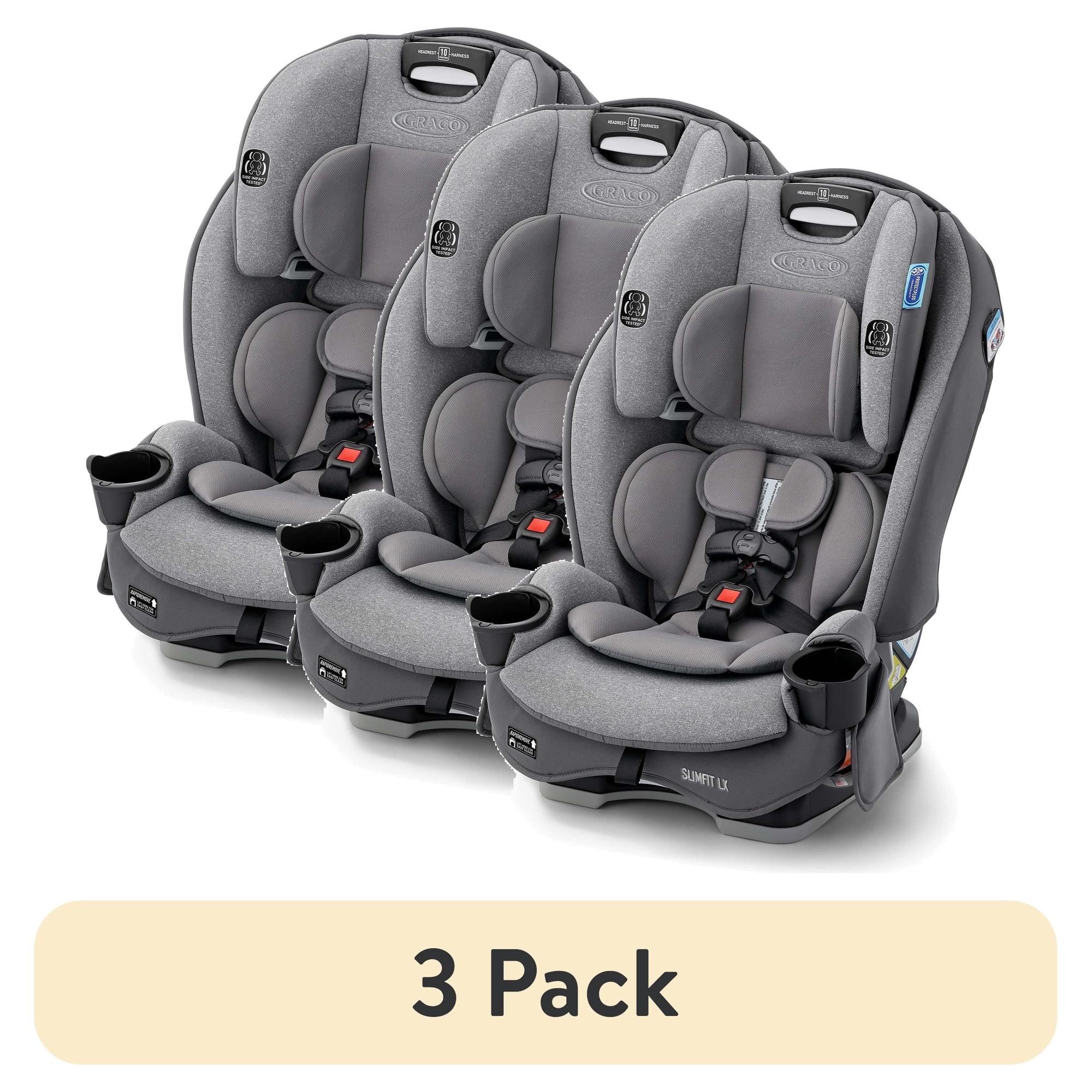 (3 pack) Graco SlimFit LX 3-in-1 Convertible Car Seat, Shaw