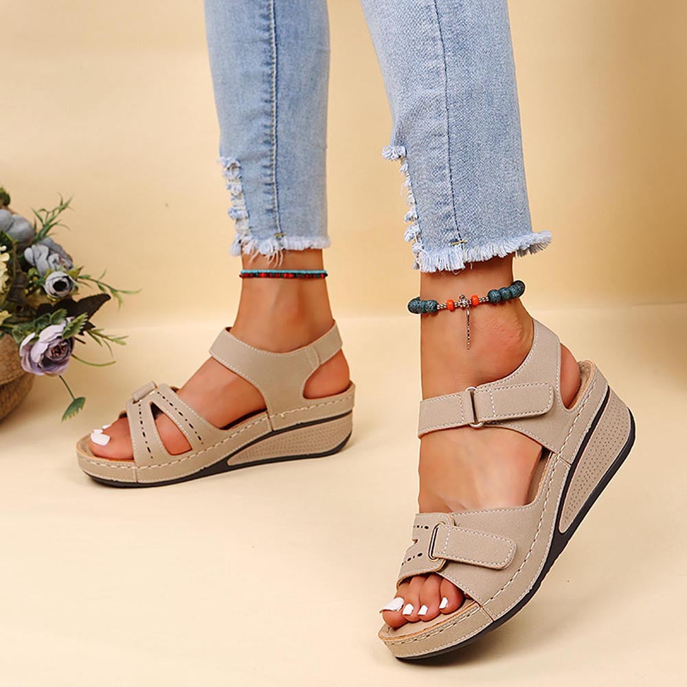 Zanvin Womens Sandals Clearance Summer Ladies Slippers Casual Women's Shoes Lightweight Platform Wedges Sandals, Beige, 38