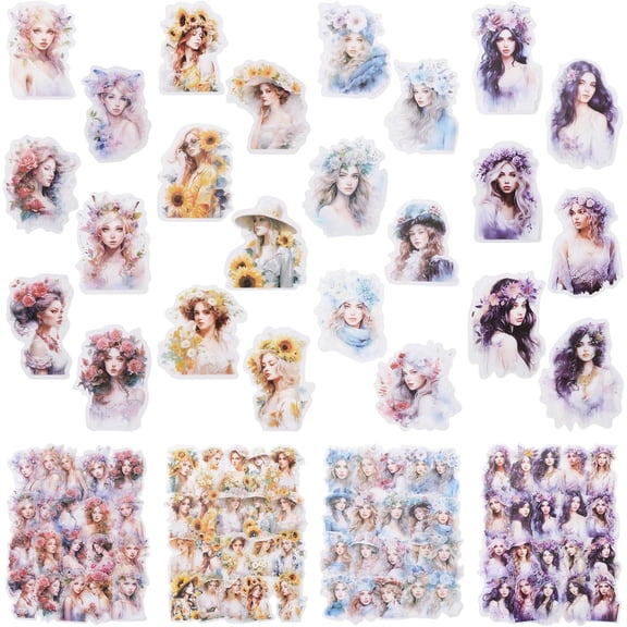 Girl Scrapbook Sticker Set, 160PCS Waterproof PET Transparent Stickers People Stickers for Scrapbooking Supplies Bullet Journals Materials Planners Album