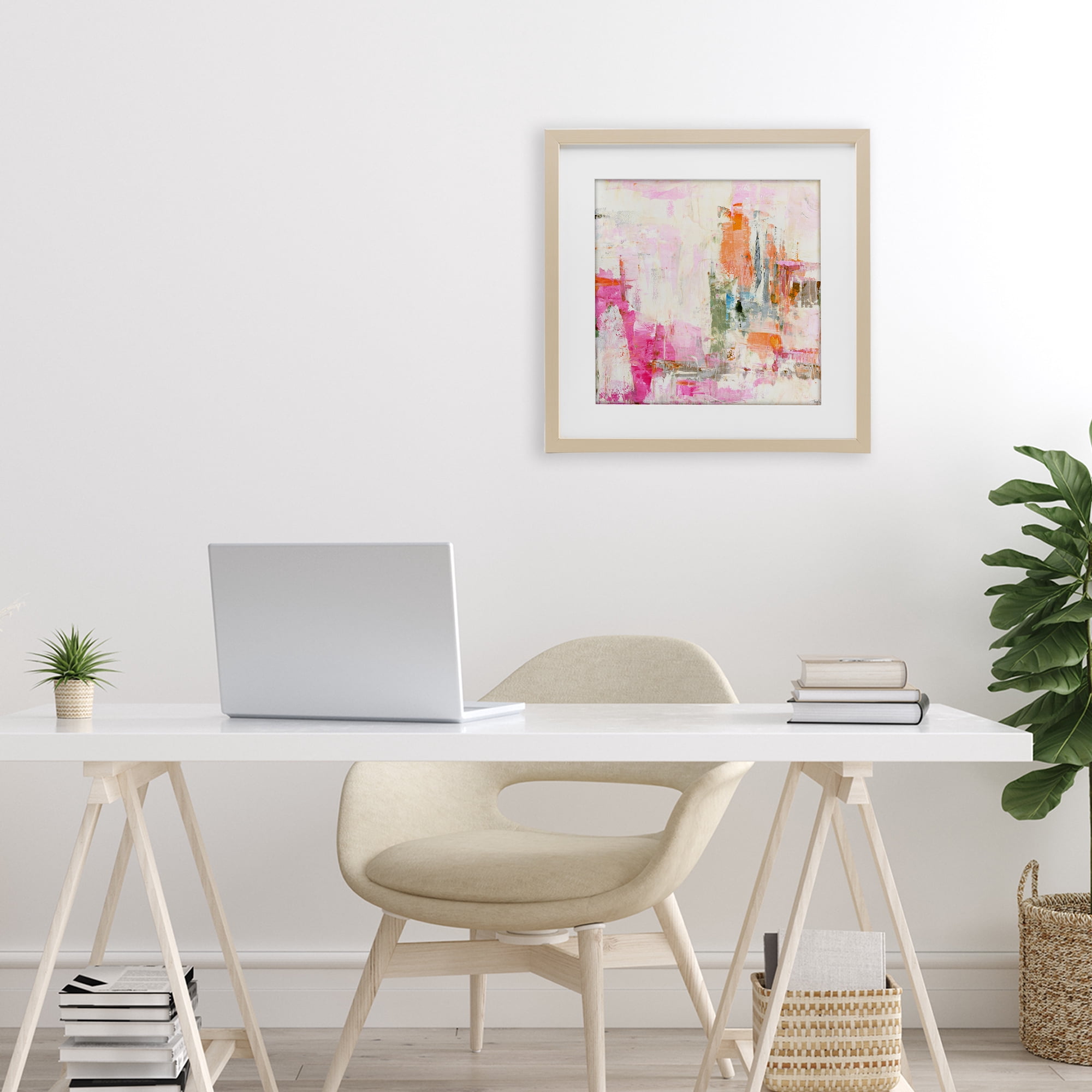 Stupell Industries New Age Pink Abstract Birch Framed Print Under Glass, design by Design Fabrikken