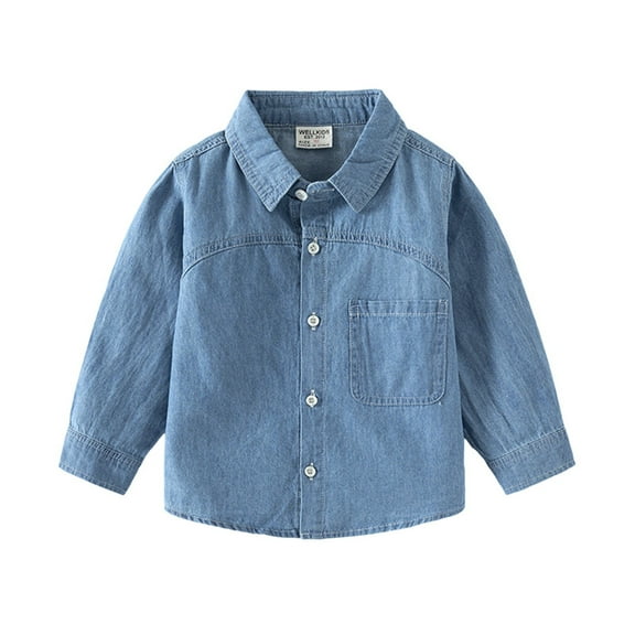 Wdgfv Girls' Denim Jacket Stylish Girls Denim Jacket Long Sleeve Casual Outerwear Loose Fit Comfortable Toddler Kids Spring Fall Fashion Light Blue 18-24 Months