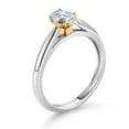 thumbnail image 3 of Gem Stone King 0.60 Ct Oval White Topaz 925 Silver and 10K Yellow Gold Solitaire Engagement Ring (Size 8), 3 of 4