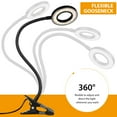 Adjustable Clip on Ring Light, USB Desk Lamp, 3 Color Modes, 10 Brightness, 360° Gooseneck, LED