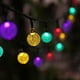 thumbnail image 2 of Cadena de luces solares, luces de hadas, 50 bolas de cristal LED, IP65 a prueba de agua, conector USB adicional, 8 modos de iluminación, decorativas para interiores y exteriores, hogar, jardín, fiesta, 2 of 5