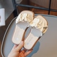 thumbnail image 4 of AJTQTH Water Slides for Kids Girls Teens Stylish Ruffles Straps Low Heel Thick Soled Platforms Sandals Summer Beach Casual Walking Sandals Beige 5Years, 4 of 9