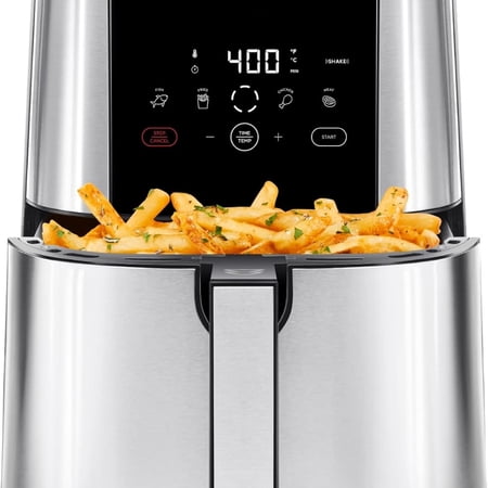 Air Fryer, Large 5-Quart Family Size, One Touch Digital Control Presets, French Fries, Chicken, Meat, Fish, Nonstick Dishwasher-Safe Parts, Automatic Shutoff, Stainless Steel