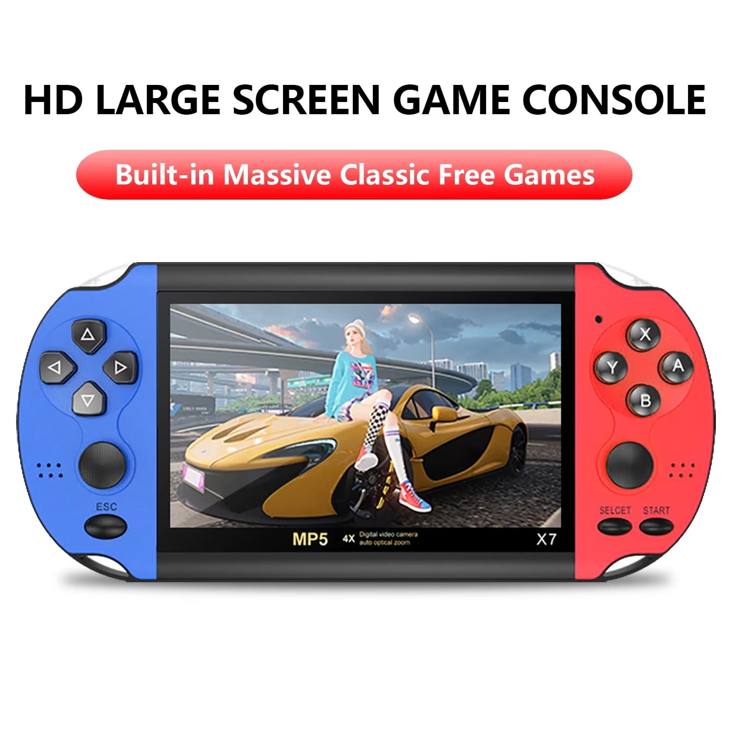 X7Plus 4.3Inch HD Screen Portable Audio Video Player Classic Play Built-in15000+ Games