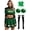 Green&Black, variant on Womens Cheerleading Costume Long Sleeve Crop Top with Mini Pleated Skirt and Accessories Red&Black S