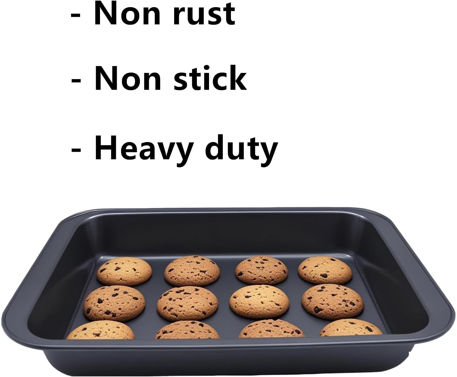 4 Pack Rectangle Baking Pan, 9x13 Inch Deep Cookie Sheet Tray Nonstick, Heavy Duty Carbon Steel Oven Cake Pan for Brownies, Lasagna, Sheet Cakes, Roasting Vegetables, BPA Free
