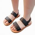 thumbnail image 3 of TOWED22 Girls Cute Heart Sandals Open Toe Summer Flats Dress Sandals Shoes Black,13, 3 of 6