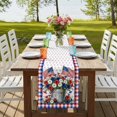 thumbnail image 4 of USA 4th of July Burlap Cotton Table Runner 13x90 Inches Long, Red Blue Plaid Floral Patriotic Farmhouse Table Runners, Outdoor Dining Tablecloths Decor for Baby Shower/Party/Wedding, 4 of 8