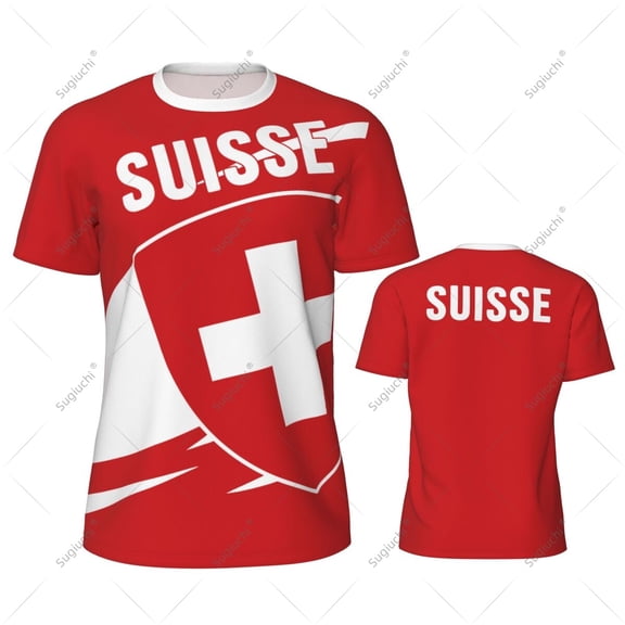Switzerland Suisse Flag Men Sports T-shirt Women Tees jersey for Soccer Football Running Bike Tennis Fitness Fans