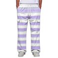 thumbnail image 3 of GrmtClth Mens Cargo Pants Wide Leg Striped Joggers Multi Side Pockets Elastic Waist Daily Lounge Sweatpants Light Purple 3XL, 3 of 8