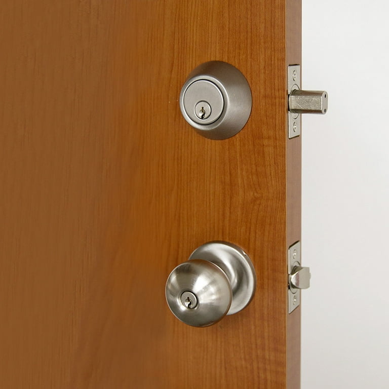 Design House Canton Satin Nickel Entry Knob and Single Cylinder Deadbolt ANSI grade 3 1-3/4 in. Design House Canton Satin Nickel Entry Knob and Single Cylinder Deadbolt ANSI grade 3 1-3/4 in.