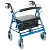 Essential Medical Supply Endurance HD Heavy Duty 4 Wheel Walker with Seat, Blue