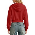 thumbnail image 7 of Luvrsol Hoodies Women Cropped Jacket Button Front Hooded Long Sleeve Drawstring Top with Pockets S-2XL, 7 of 7