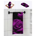 thumbnail image 6 of Purple Rose Towel Set of 3, Soft Microfiber Bath Towels, Hand Towel, Washcloths, Vintage Abstract Garden Flower Floral Black Quick-Dry Absorbent Towels for Bathroom Kitchen Hotel Beach Gym Spa, 6 of 7