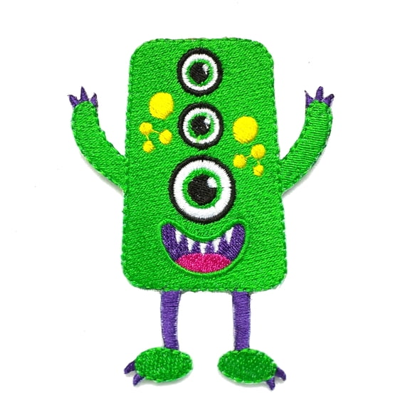 Cute Green Monster Embroidered Iron On Patch