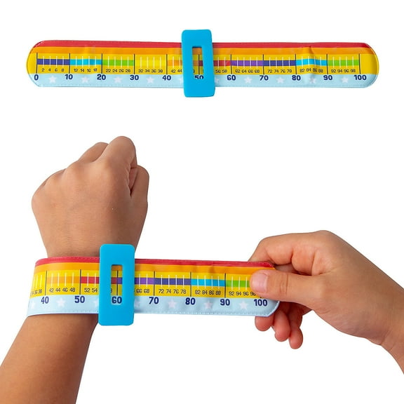 Fun Express 8 3/4" x 1 3/4" 100th Day of School Count to 100 Slap Bracelets - 24 Pieces