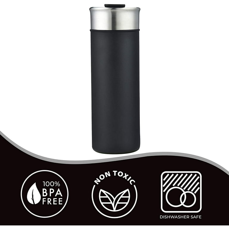 ImpecGear Tumbler for Coffee, Tea & Drinks 18oz, 100% BPA Free 18/8  Stainless-Steel Tumbler, Double Wall Insulation Hot & Cold Travel Mug with  Leak-Proof Lid & Mouth Tip (SUNM4023-Black) 