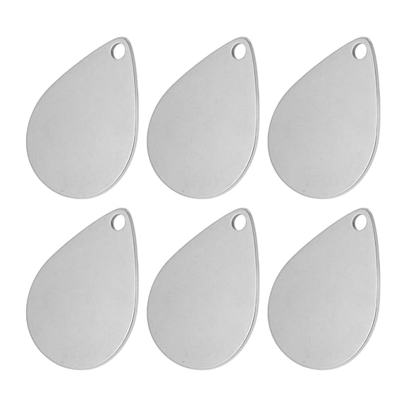 PBPBOX 6Pcs Blank Stainless Steel Keychain for DIY Engraving Decoration Metal Tags