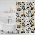 thumbnail image 6 of 60x72 Inch Shower Curtains for Bathroom, Cartoon Truck Fabric Bath Curtain Decor, Cute Yellow Grey Excavator Bulldozer Pine Tree Restroom Curtains Shower Set Accessories with 12 Hooks 60 Inch, 6 of 7
