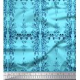 thumbnail image 1 of Soimoi Blue Cotton Duck Fabric Leaf Floral Printed Fabric 1 Yard 42 Inch Wide, 1 of 3