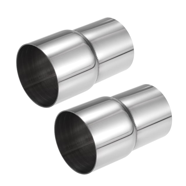 2 piezas adaptador de tubo de escape reductor de conector, 2.5" ID - 2.26" ID adaptador de escape universal para coche camión camioneta duradero acero inoxidable tono plateado