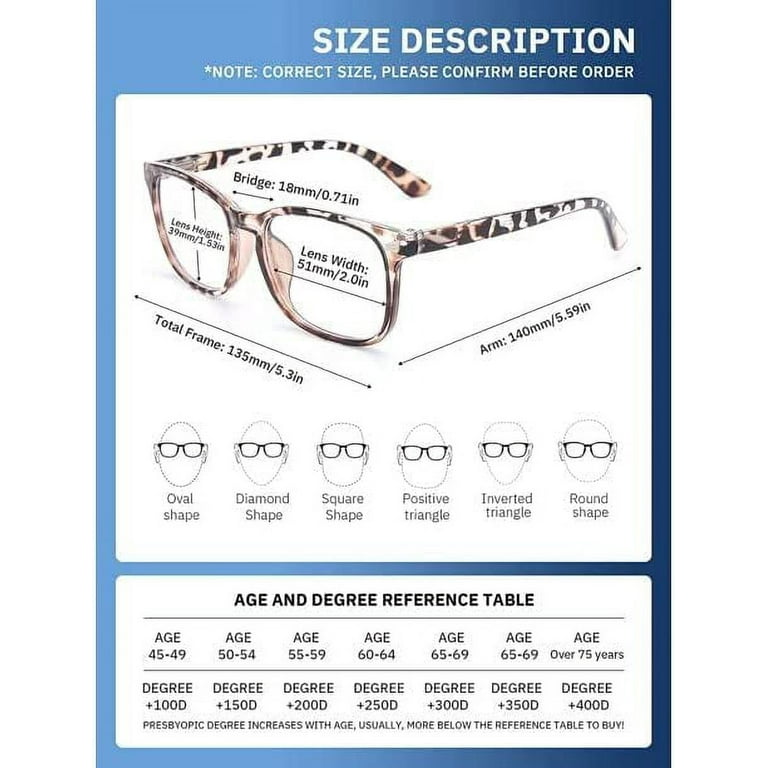 Glasses Strength Chart Reading Glasses Degree M+ Readers 180° Flex
