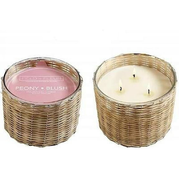 PEONY BLUSH Field   Fleur Reed 3-Wick Handwoven 21 oz Scented Jar Candle