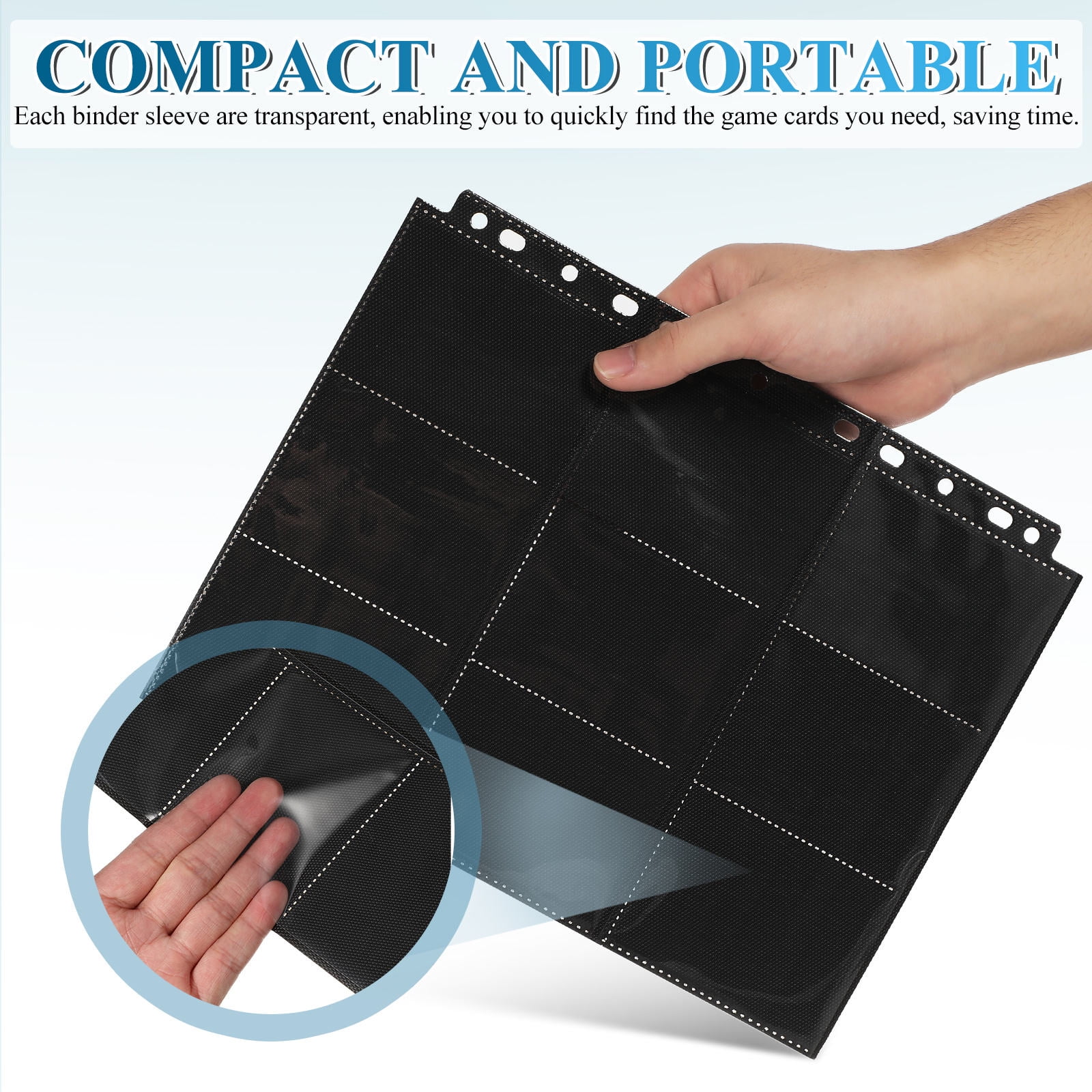 MLINS 100 Sheets Card Binder Pages with Side Loading Sleeves for Trading Cards, , and Collectible Card Storage