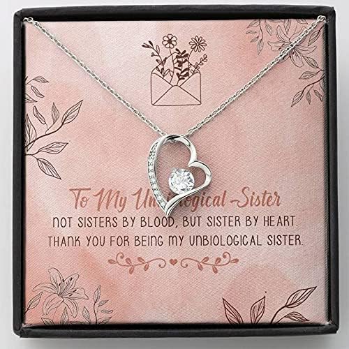 Unbiological Sister Best Friend Gift Jewelry, Long Distance, Quotes, Friends Forever Love Necklace, Christmas idea for sister, Birthday, Graduation Not sister by blood but sister by heart