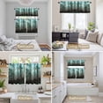thumbnail image 6 of Teal Forest Kitchen Curtains Sets for Windows 24 Inch Length, Vintage Foggy Woods Tree Rod Pocket Window Treatments Tier Curtains and Valances Set for Bedroom/Bathroom, 6 of 8