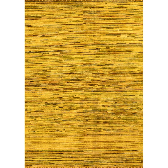 Ahgly Company Indoor Rectangle Abstract Yellow Modern Area Rugs, 2' x 3'