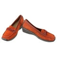 thumbnail image 4 of Avon Women's Orange Suede Cushion Wedge Shoes with Stone Strap Accent - Size 6, 4 of 4
