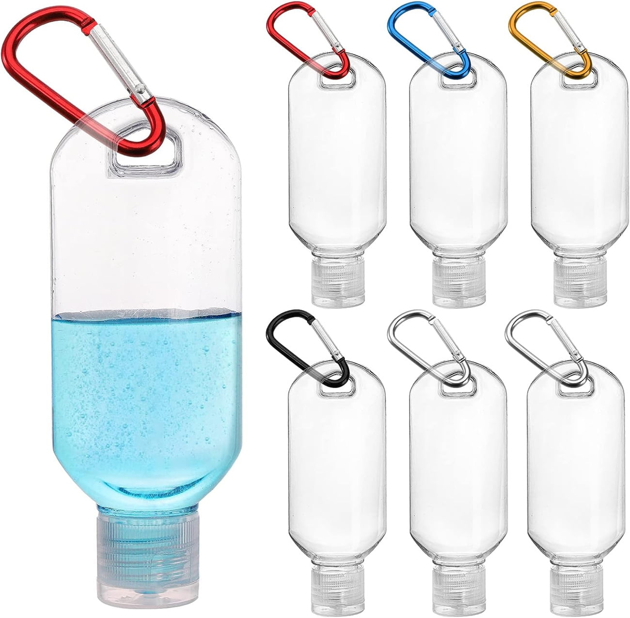 Happon 20 Pcs Portable Travel Plastic Clear Keychain Bottles, Leakproof Refillable Empty Bottles