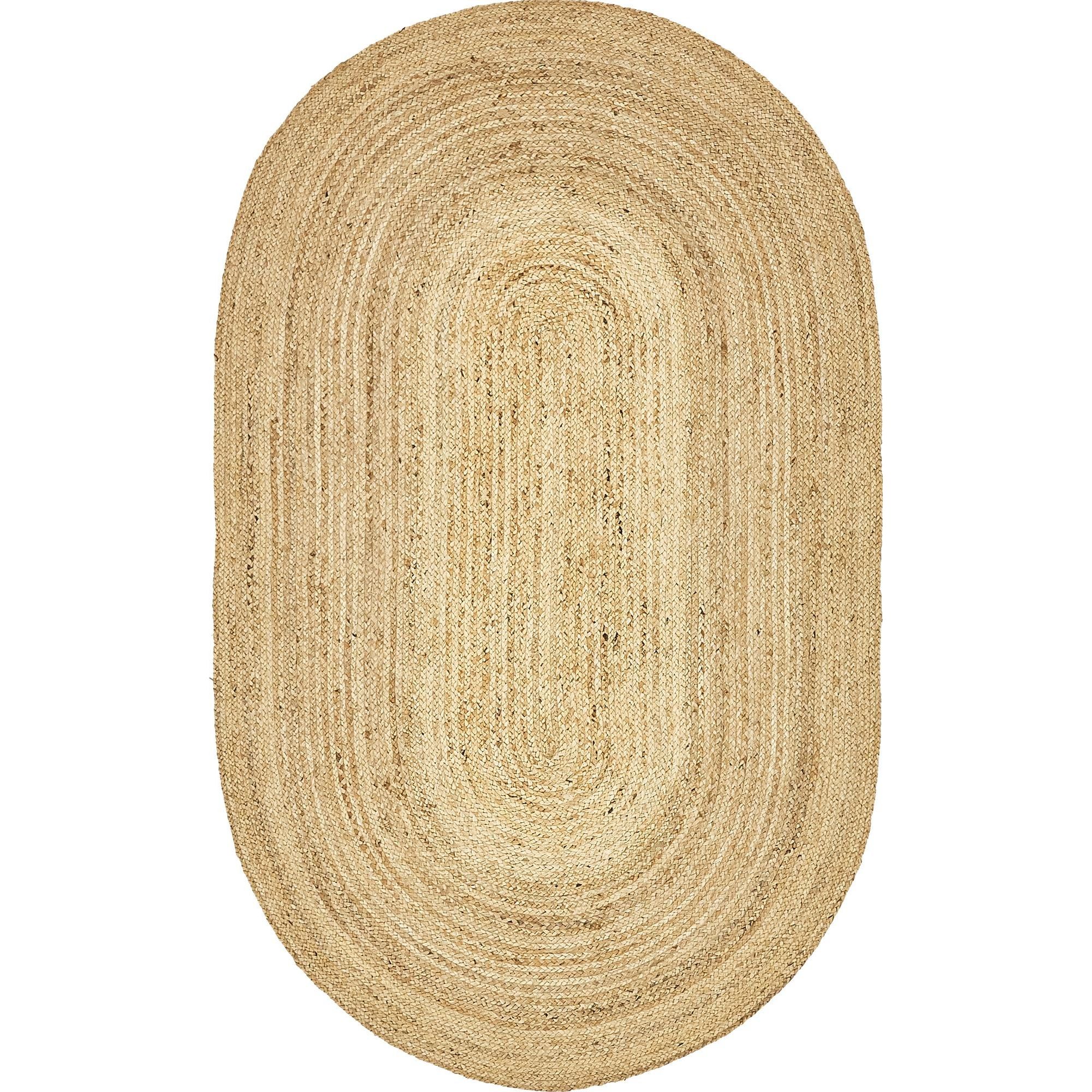 Unique Loom Dhaka Braided Jute Rug Natural 5' 1" x 8' Oval Braided