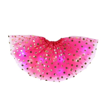 

LUOGENLI Girls Dress Shoes Size 12 Toddler Girls Birthday Party Tutu Led Skirt Performance Skirt Cute Fashion Dot Printing Skirt Girls Dress Shoes Size 4 Girls Dresses 2-5 Years