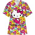 thumbnail image 1 of Uniforme d'Infirmière Kawaii, Hauts de Blouses Médicales pour Femmes, Imprimé Hello Kitty, Manches Courtes, Poches, 1 of 7